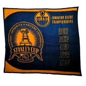 Vintage 90s Y2K NHL Stanley Cup Edmonton Oilers Fleece Blanket